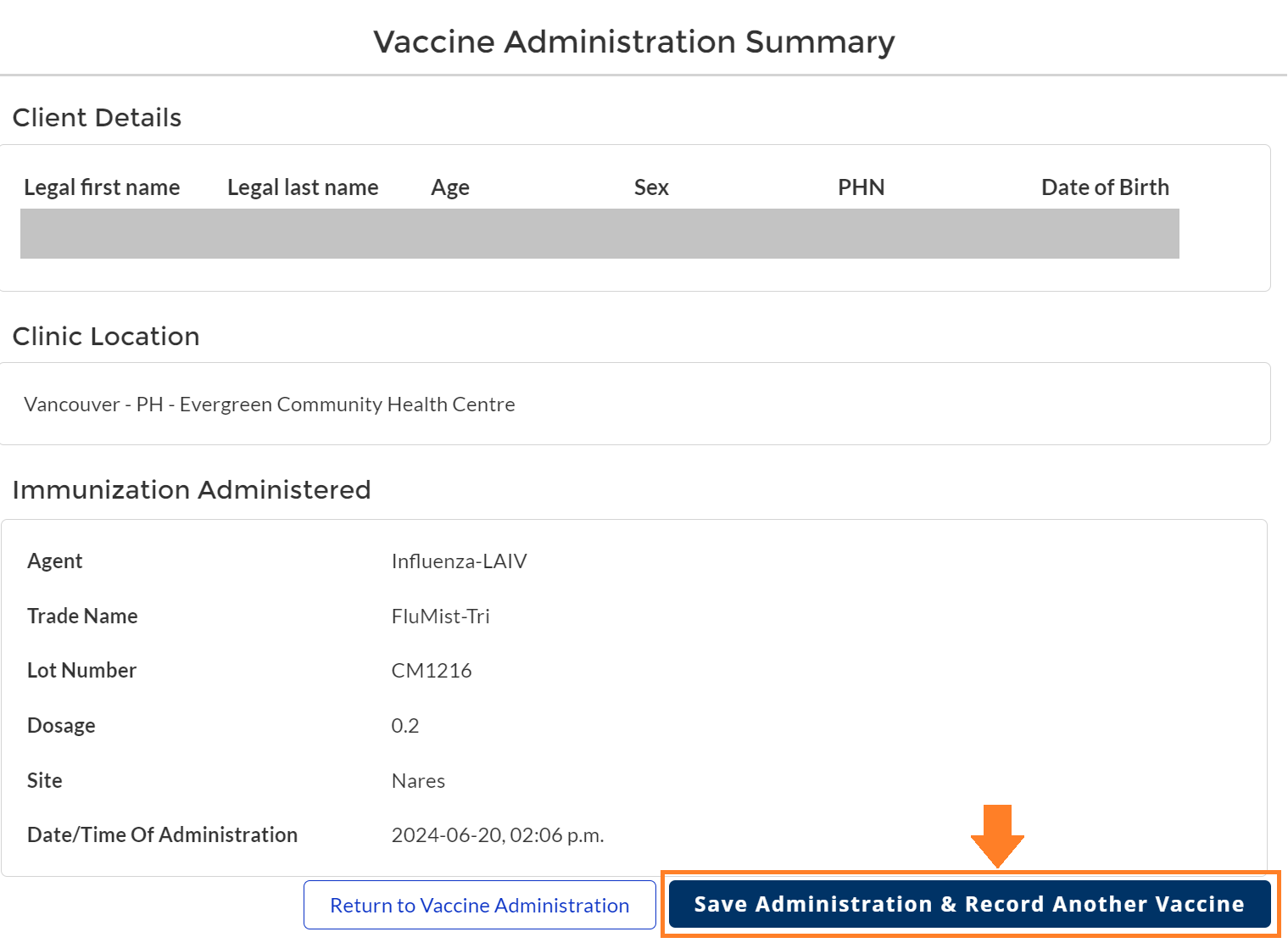 Vaccine Admin Summary - Save & Administer another.png